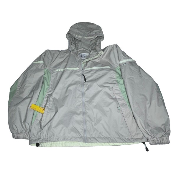 Columbia Womens Rain Coat W/Adjustable Hood Size XL Short Beige/Green - Picture 9 of 14